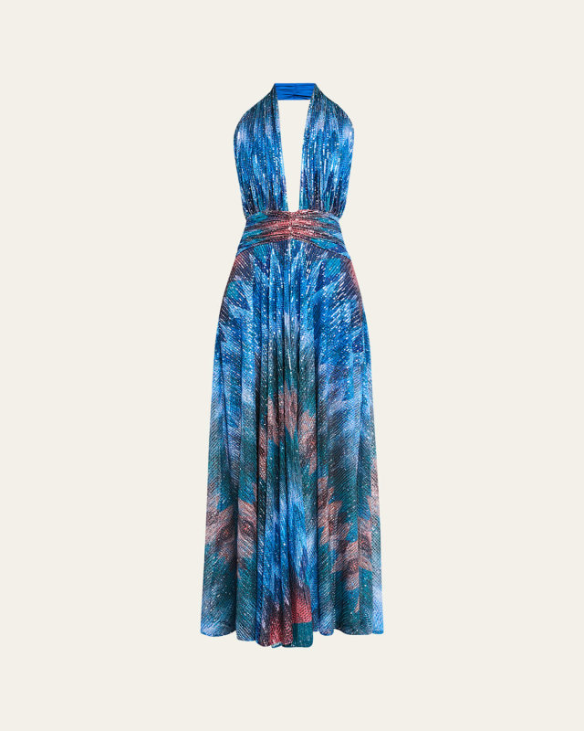 Reyna Sequined Chevron Maxi Dress